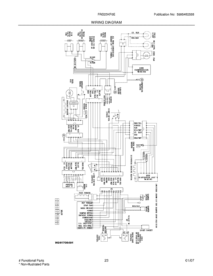 WIRING DIAGRAM Diagram and Parts List for FRS23KF6EM4  Frigidaire Refrigerator