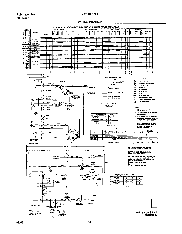 WIRING DIAGRAM Diagram and Parts List for GLET1031CS0  Frigidaire Washer Dryer Combo