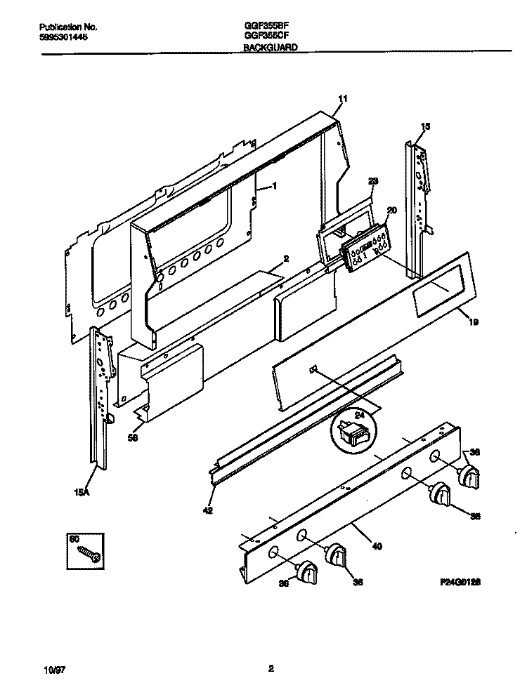BACKGUARD Diagram and Parts List for GGF355CFSC  Gibson Range