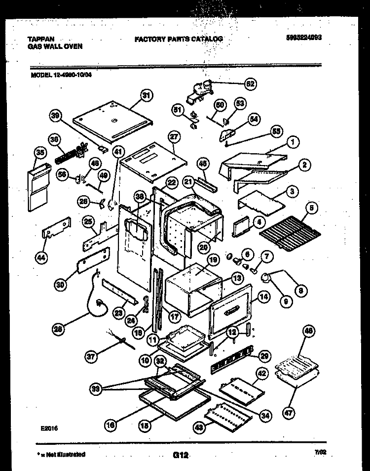 BODY PARTS Diagram and Parts List for 12-4980-00-04  Tappan Wall Oven