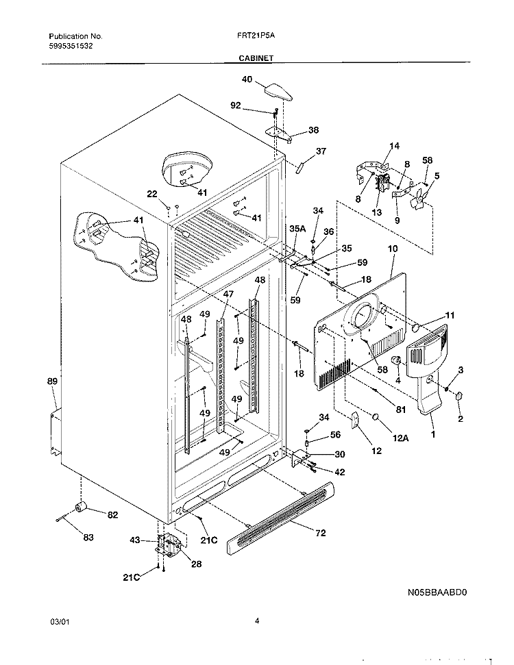 CABINET Diagram and Parts List for FRT21P5AQ1  Frigidaire Refrigerator