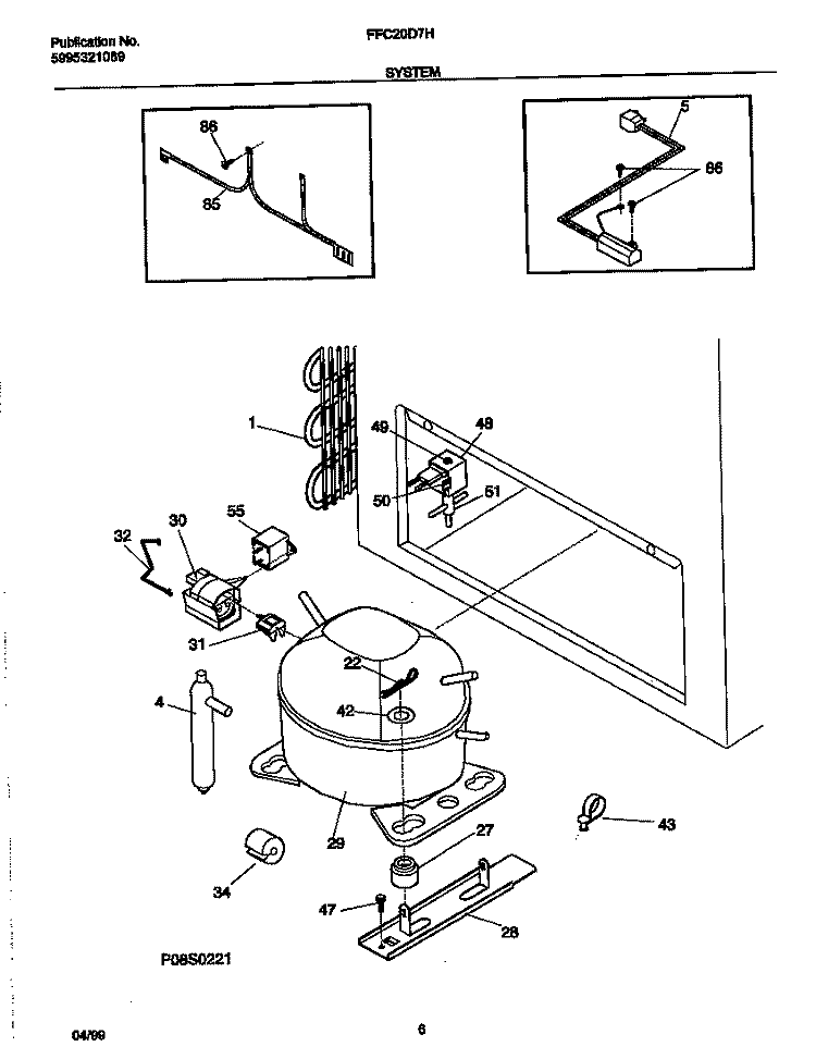 SYSTEM Diagram and Parts List for FFC20D7HW0  Frigidaire Freezer