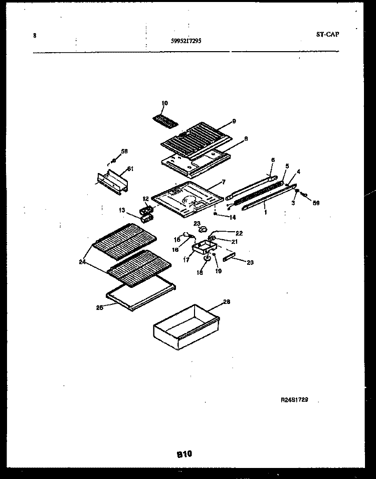 SHELVES AND SUPPORTS Diagram and Parts List for GTL142BK1  Frigidaire Refrigerator