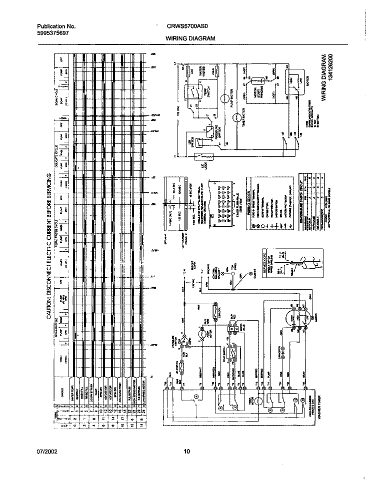 134126200 WIRING DIAGRAM Diagram and Parts List for CRWS5700AS0  Frigidaire Washer