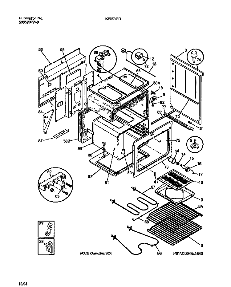 BODY Diagram and Parts List for KF350GDH8  Frigidaire Range