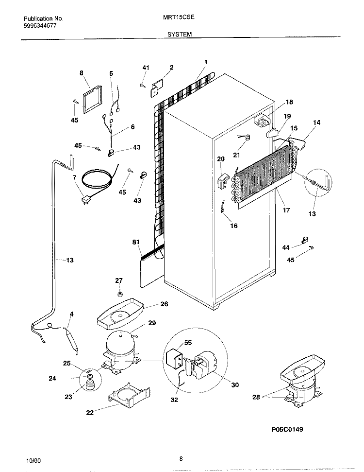 SYSTEMS Diagram and Parts List for MRT15CSEWE  Uni Refrigerator