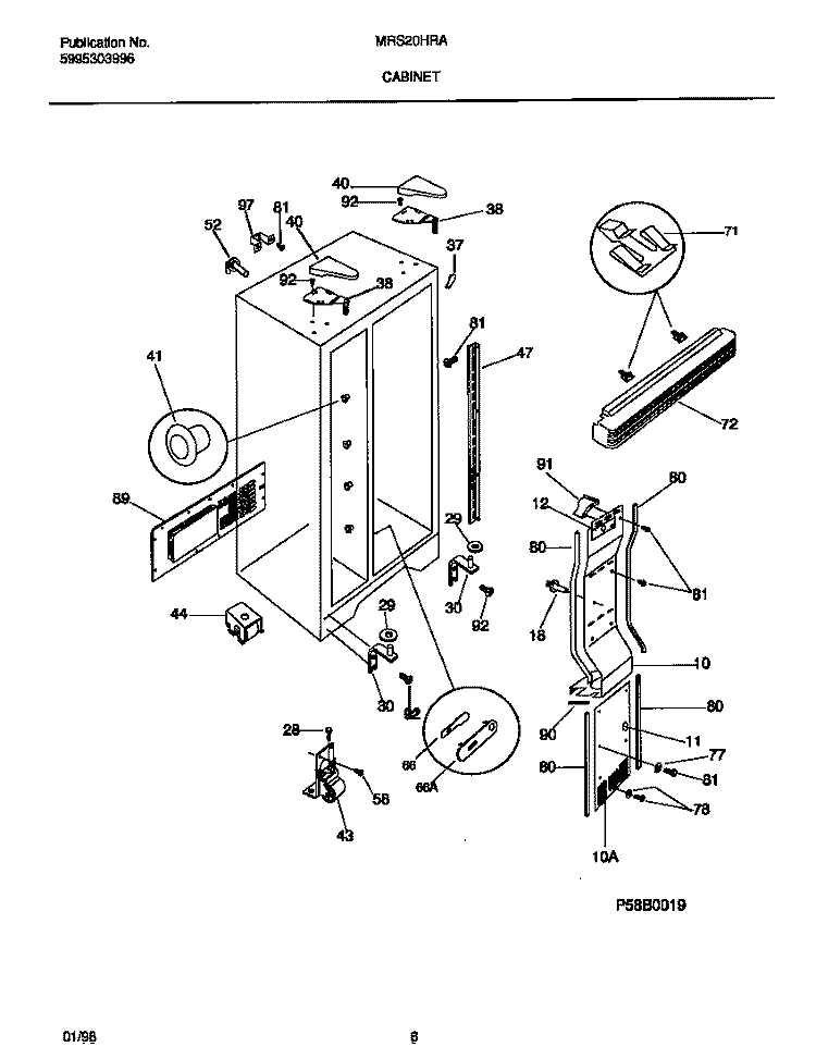 CABINET Diagram and Parts List for MRS20HRAD8  Frigidaire Refrigerator