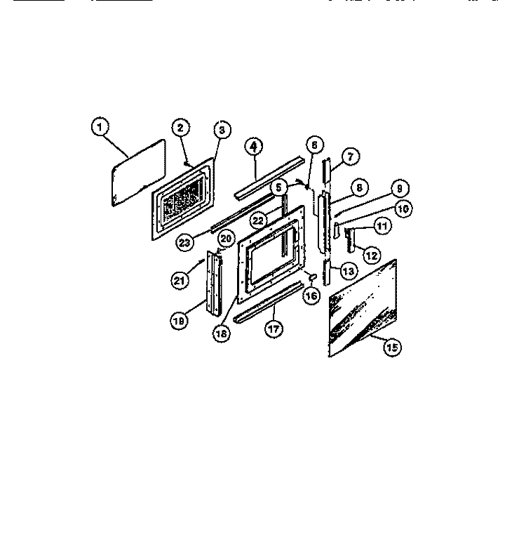 DOOR PANEL Diagram and Parts List for REM638BDL5  Frigidaire Range