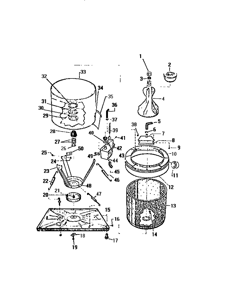 TUBS, BASE Diagram and Parts List for AW400A0F  Kelvinator Washer