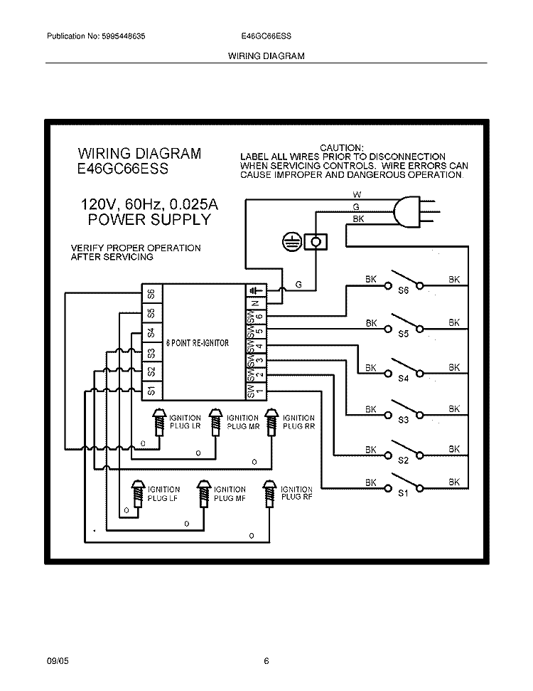 WIRING DIAGRAM Diagram and Parts List for E46GC66ESS  Electrolux Cooktop