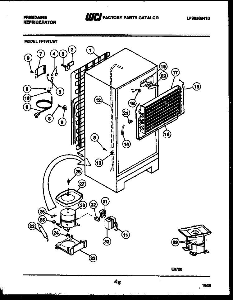 SYSTEM AND AUTOMATIC DEFROST PARTS Diagram and Parts List for FP18TLH1  Frigidaire Refrigerator