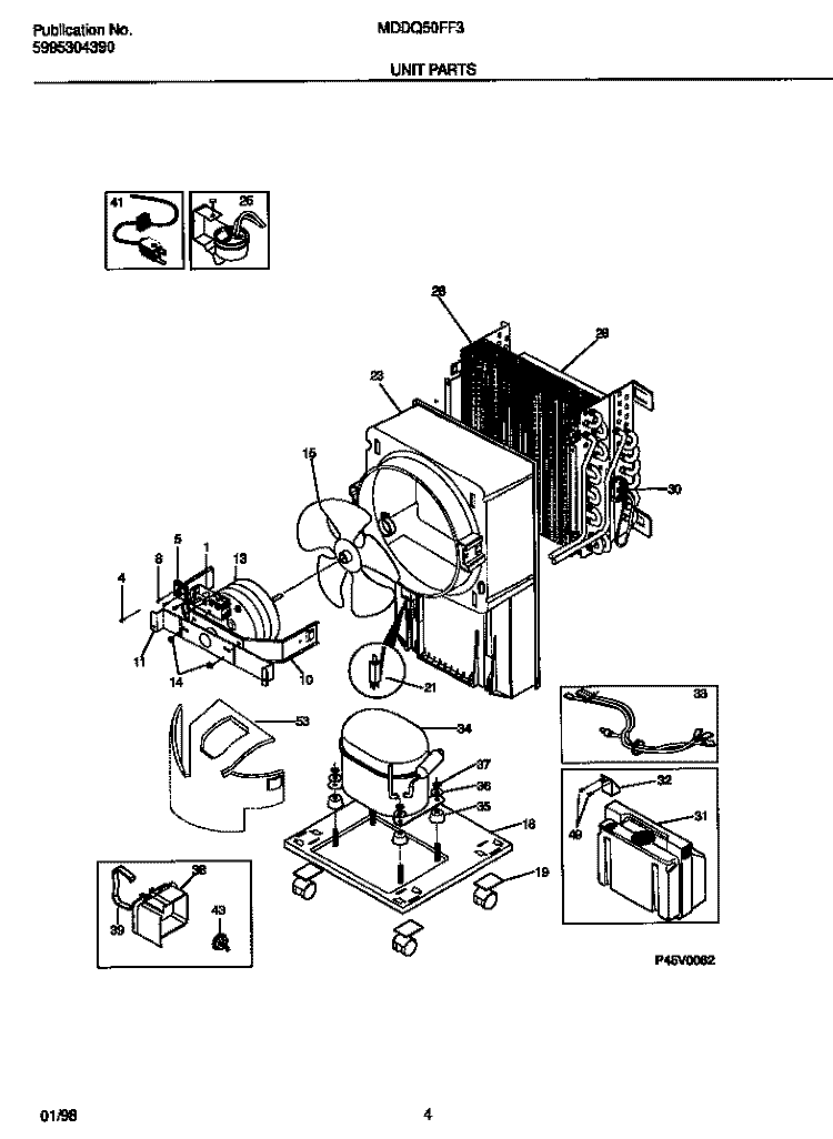 UNIT PARTS Diagram and Parts List for MDDQ50FF3  Frigidaire Dehumidifier