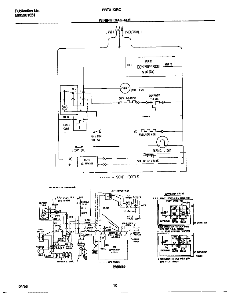 WIRING DIAGRAM Diagram and Parts List for FRT21QRCW2  Frigidaire Refrigerator