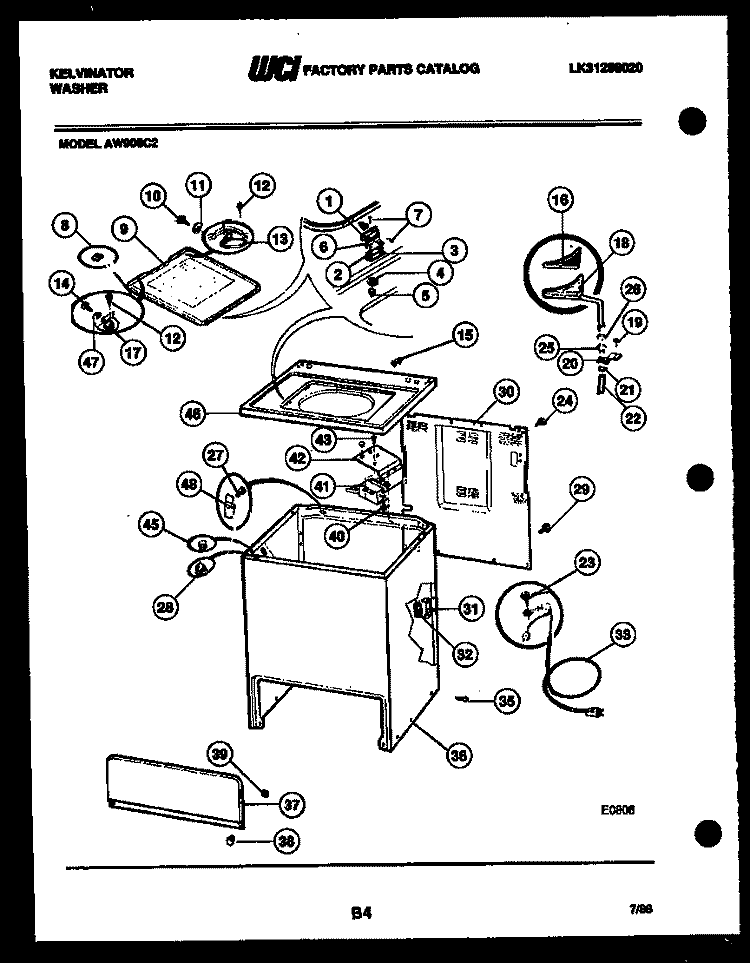 CABINET PARTS Diagram and Parts List for AW900C2D  Kelvinator Washer