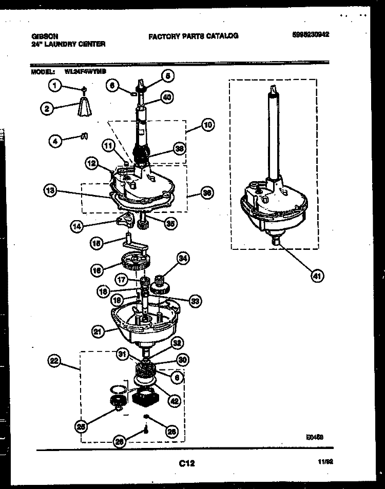 TRANSMISSION PARTS Diagram and Parts List for WL24F4WYMB  Gibson Washer