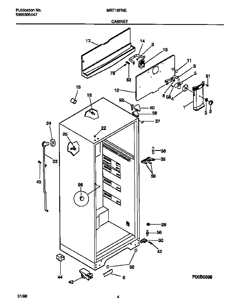 CABINET Diagram and Parts List for MRT18FNED3  Frigidaire Refrigerator