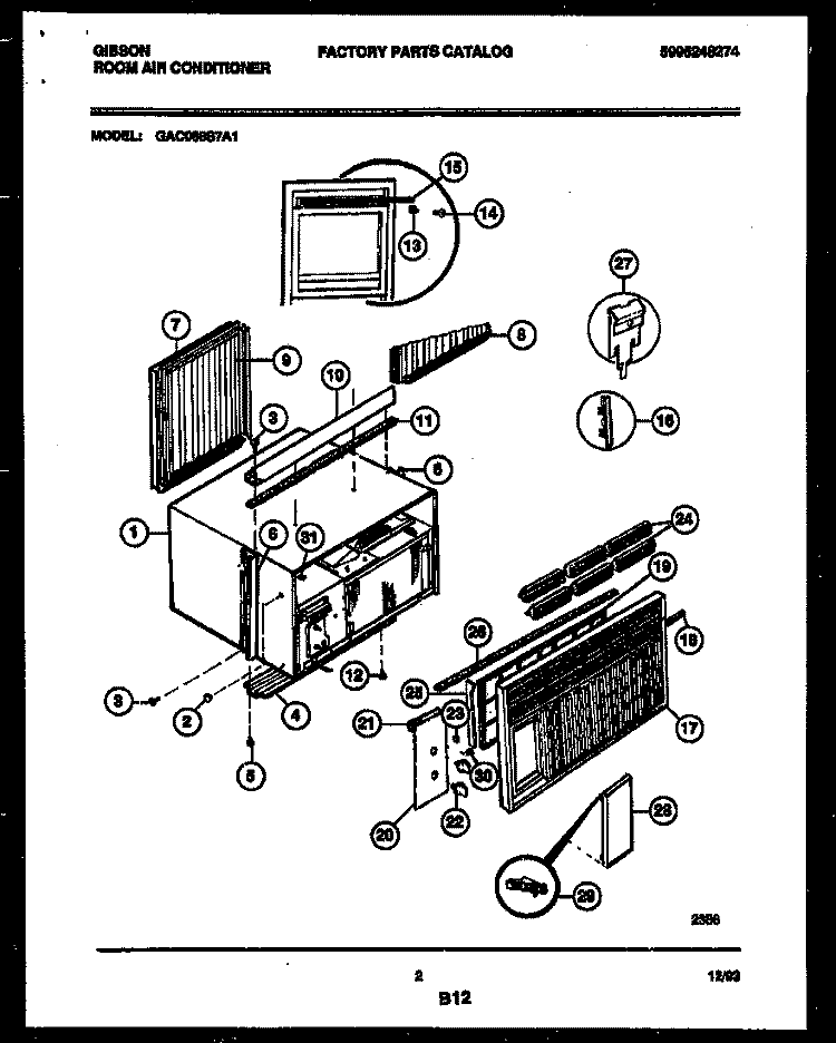CABINET PARTS Diagram and Parts List for GAC068S7A1  Gibson Air Conditioner