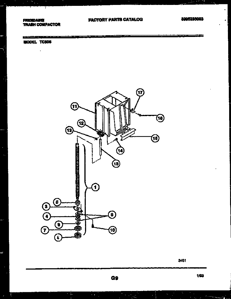SCREW - POWER AND RAM ASSEMBLY Diagram and Parts List for TC3D5  Frigidaire Trash Compactor
