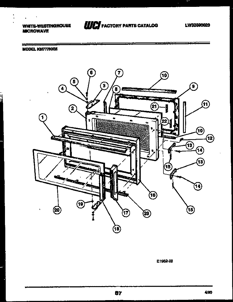 DOOR PARTS Diagram and Parts List for KM777NXM  Frigidaire Microwave