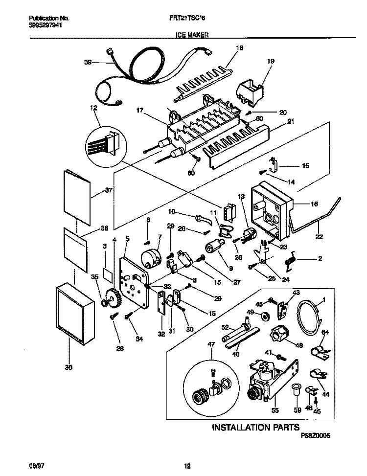 ICE MAKER Diagram and Parts List for FRT21TSCW6  Frigidaire Refrigerator