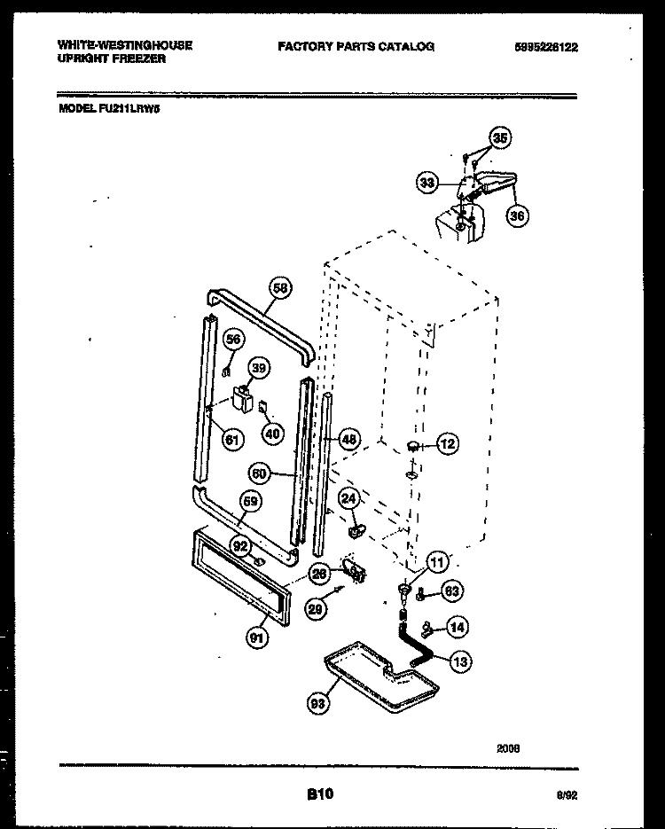 CABINET PARTS Diagram and Parts List for FU211LRW5  Frigidaire Freezer