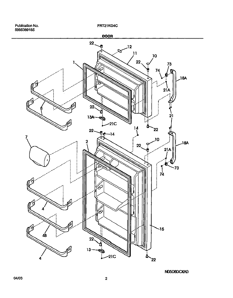 DOORS Diagram and Parts List for FRT21KG4CQ0  Frigidaire Refrigerator
