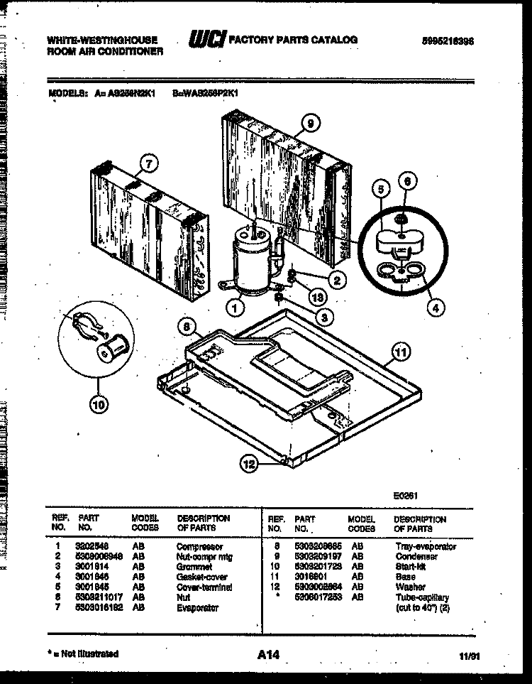SYSTEM PARTS Diagram and Parts List for AS256N2K1  Frigidaire Air Conditioner