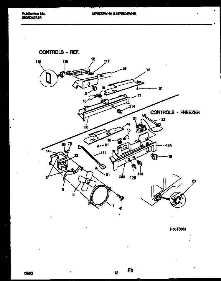 REFRIGERATOR CONTROL ASSEMBLY, DAMP Diagram and Parts List for MRS24WHAD0  Frigidaire Refrigerator