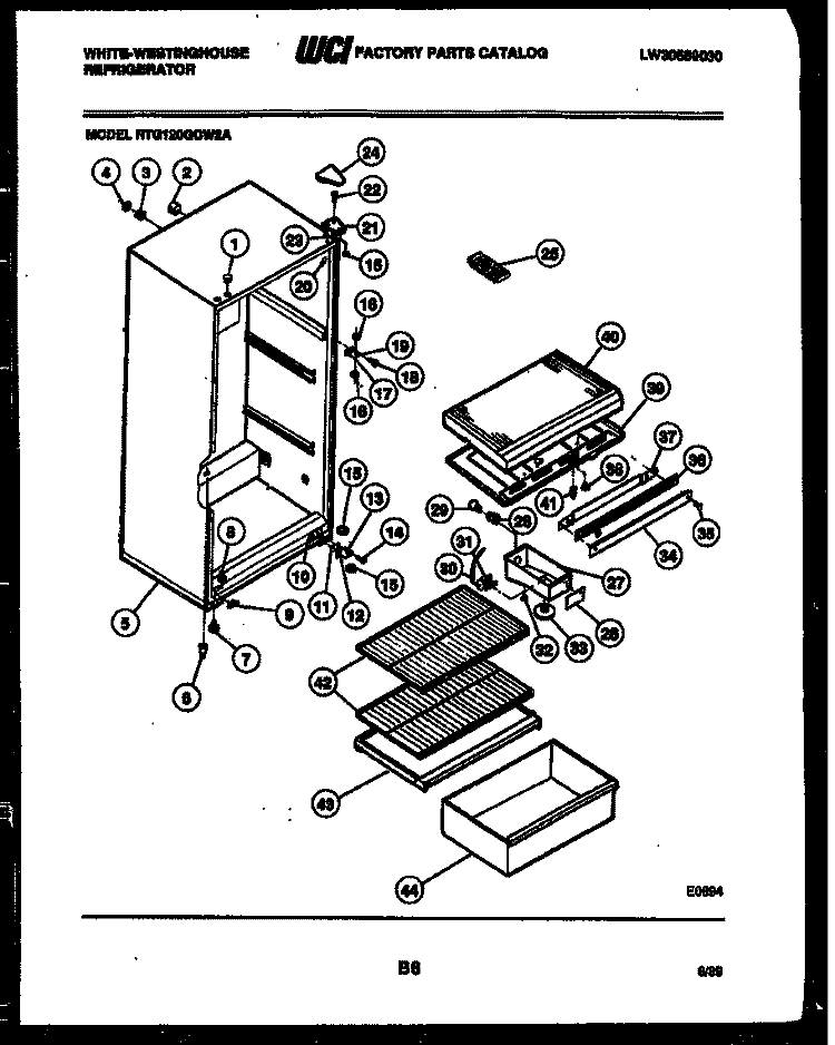 CABINET PARTS Diagram and Parts List for RTG120GCH2A  Frigidaire Refrigerator