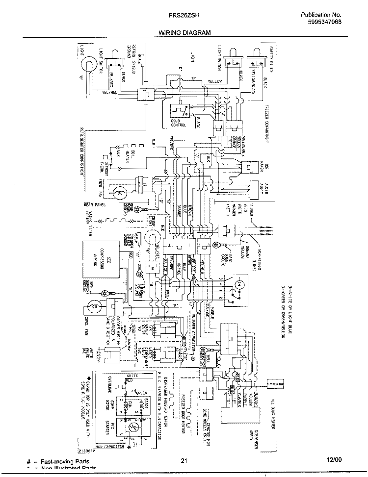 WIRING DIAGRAM Diagram and Parts List for FRS26ZSHB5  Frigidaire Refrigerator