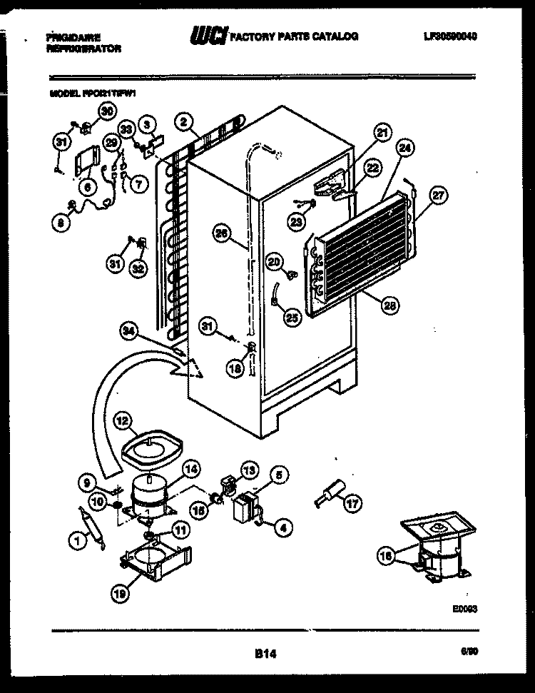SYSTEM AND AUTOMATIC DEFROST PARTS Diagram and Parts List for FPCI21TIFA1  Frigidaire Refrigerator