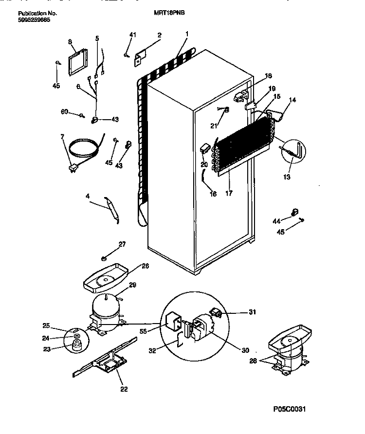COOLING SYSTEMS Diagram and Parts List for MRT18PNBZ1  Frigidaire Refrigerator