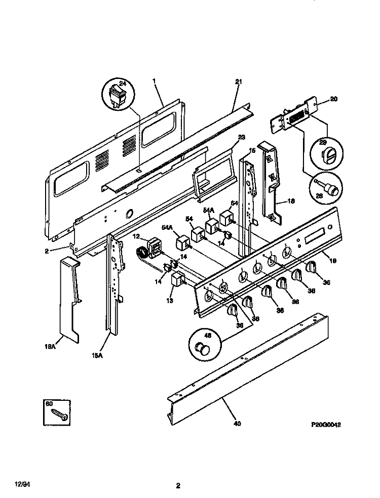 BACKGUARD Diagram and Parts List for WEF322BADA  Frigidaire Range