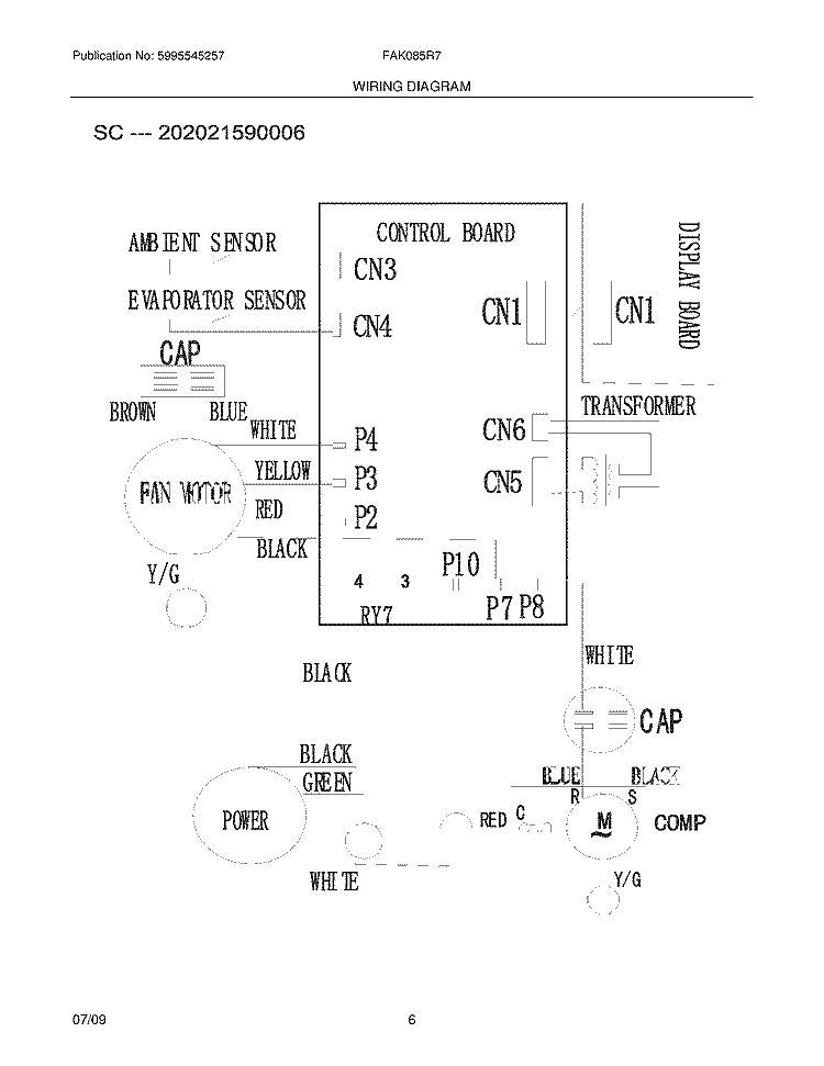 WIRING DIAGRAM Diagram and Parts List for FAK085R7VA  Frigidaire Air Conditioner