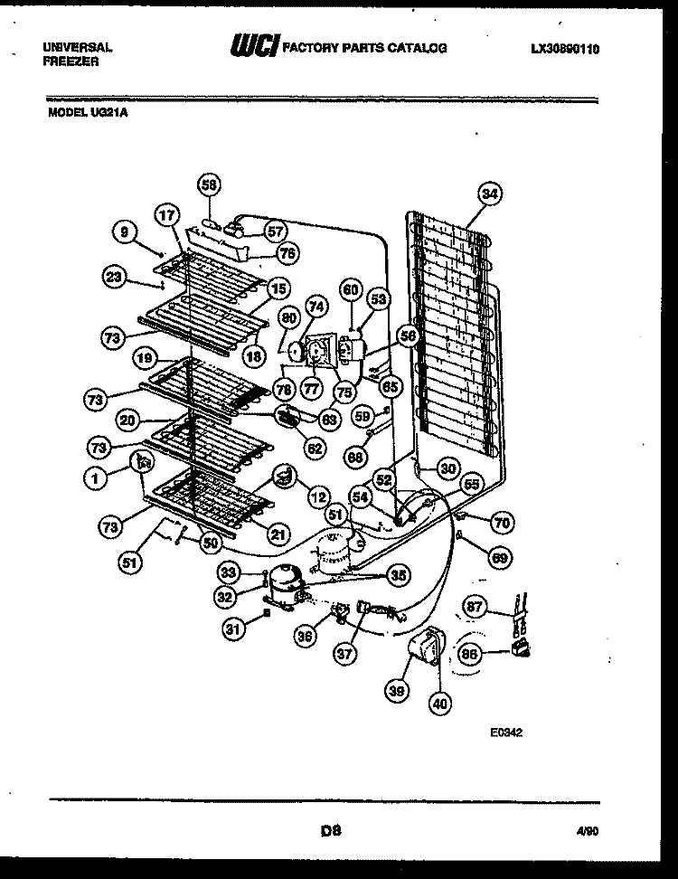 SYSTEM AND ELECTRICAL PARTS Diagram and Parts List for UG21A  Frigidaire Freezer
