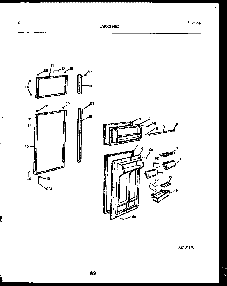 DOOR PARTS Diagram and Parts List for FPE19TRW0  Frigidaire Refrigerator