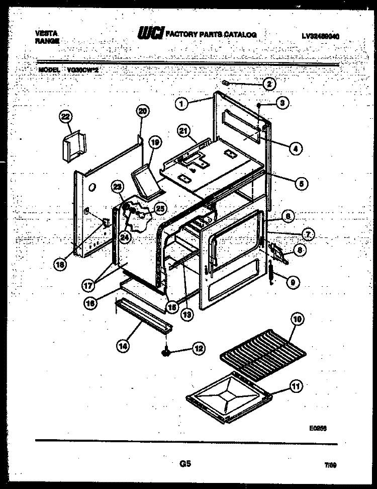 BODY PARTS Diagram and Parts List for VG30CW2  Tappan Range