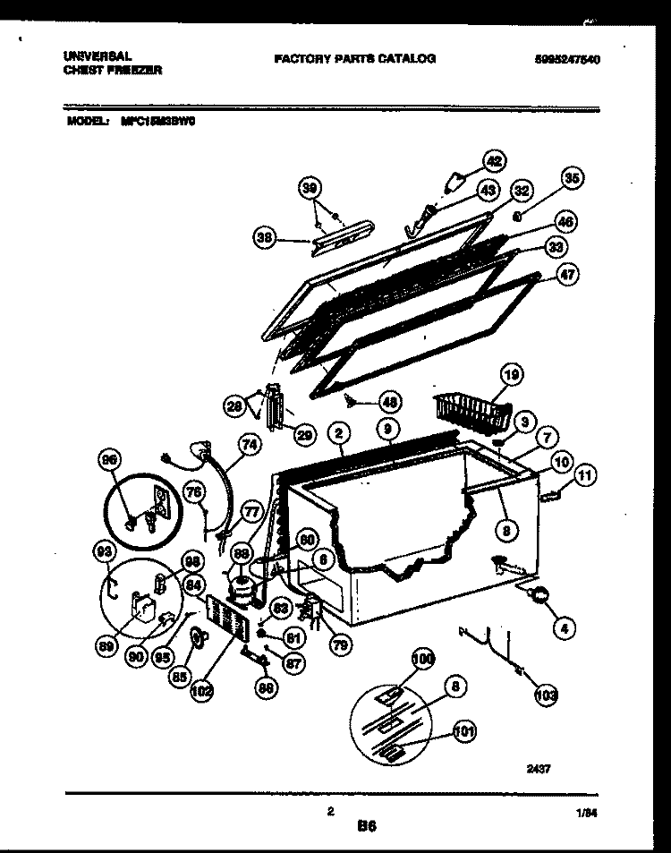 CHEST FREEZER PARTS Diagram and Parts List for MFC15M3BW0  Frigidaire Freezer