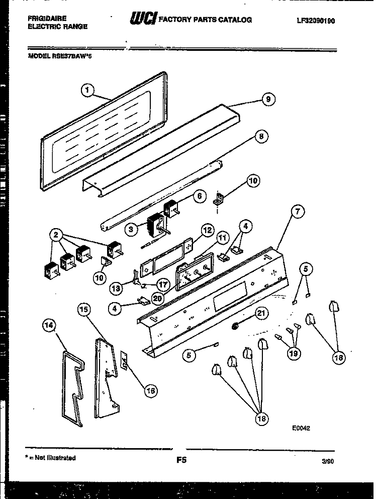 BACKGUARD Diagram and Parts List for RSE37BAF5  Frigidaire Range