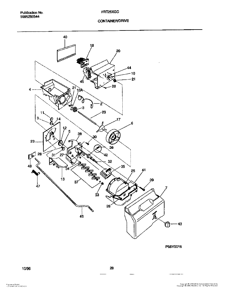 CONTAINER / DRIVE Diagram and Parts List for FRT26XGCW4  Frigidaire Refrigerator