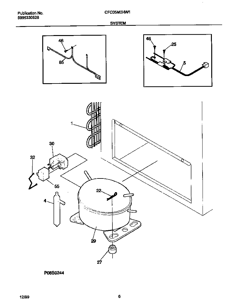 SYSTEM Diagram and Parts List for CFC05M0HW1  Frigidaire Freezer