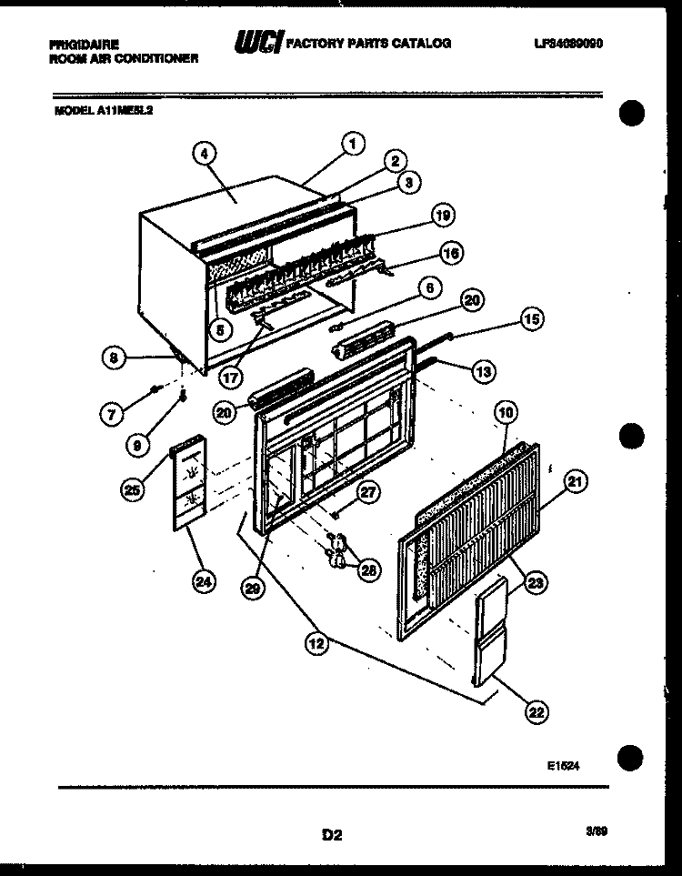 CABINET PARTS Diagram and Parts List for A11ME5L2  Frigidaire Air Conditioner