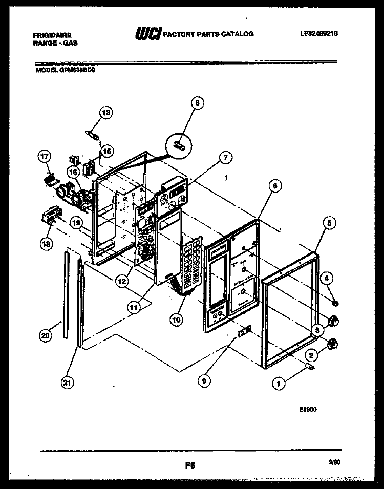 CONTROL PANEL Diagram and Parts List for GPM638BDL9  Frigidaire Range