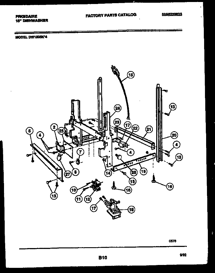 POWER DRY AND MOTOR PARTS Diagram and Parts List for DW1805KW4  Frigidaire Dishwasher
