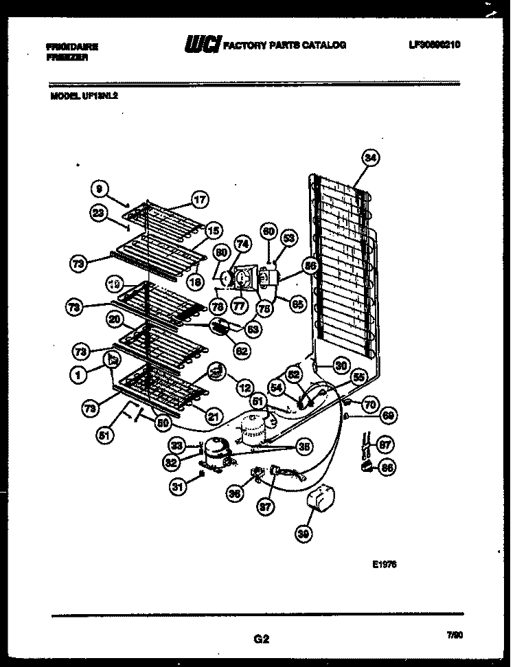 SYSTEM AND ELECTRICAL PARTS Diagram and Parts List for UF13NL2  Frigidaire Freezer
