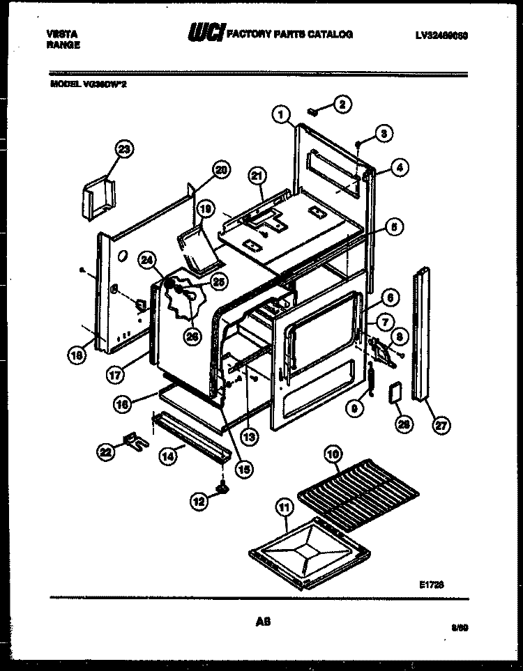 BODY PARTS Diagram and Parts List for VG36DW2-23  Frigidaire Range