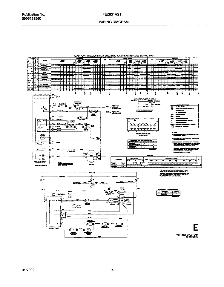 134135600 WIRING DIAGRAM Diagram and Parts List for FEZ831AS1  Frigidaire Washer Dryer Combo