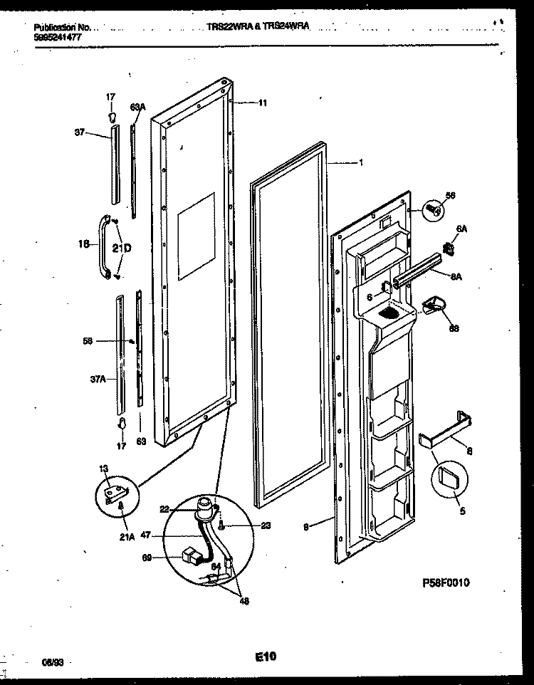 FREEZER DOOR PARTS Diagram and Parts List for TRS24WRAB0  Tappan Refrigerator