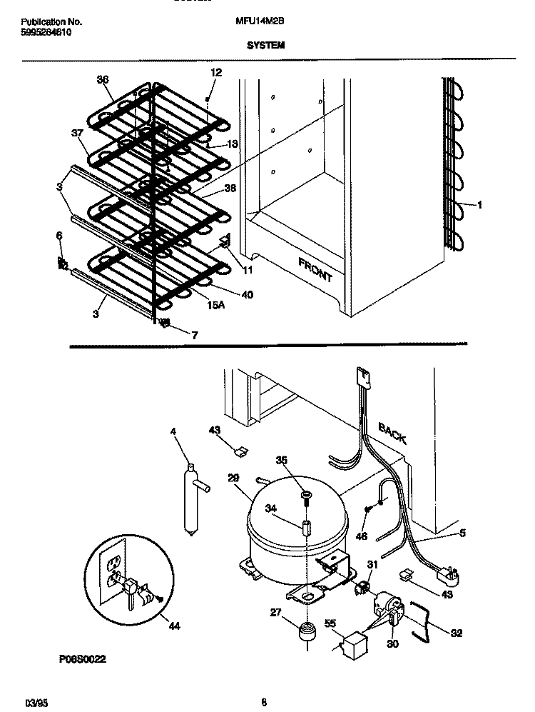 SYSTEM Diagram and Parts List for MFU14M2BW3  Frigidaire Freezer