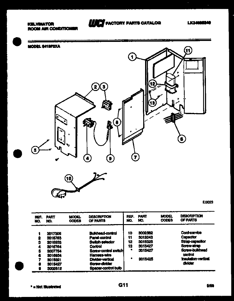 CABINET AND INSTALLATION PARTS Diagram and Parts List for S418F2XA  Kelvinator Air Conditioner